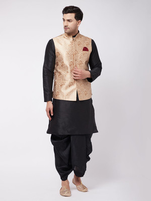 VASTRAMAY Men Kurta Dhoti Ethnic Jacket Set