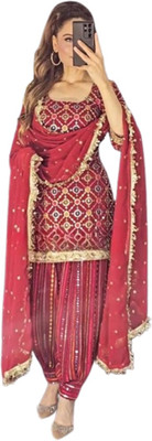 SHAFNUFAB Women Ethnic Top Pant Dupatta Set