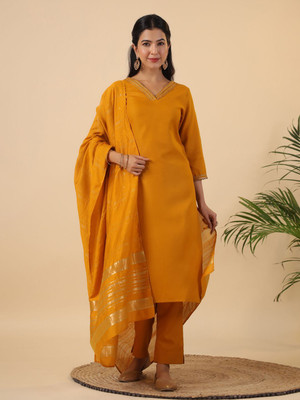 Janasya Women Kurta Pant Dupatta Set