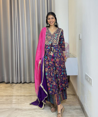 Janasya Women Kurta Palazzo Dupatta Set