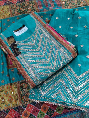 Unstich Fshion Women Ethnic Top Palazzo Dupatta Set