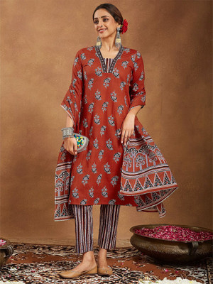 Janasya Women Kurti Pant Dupatta Set