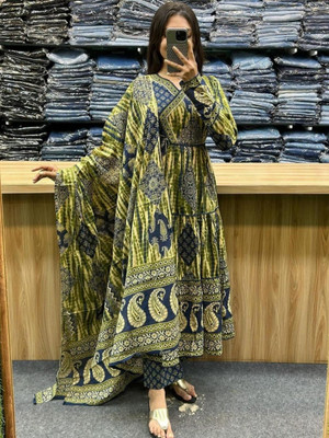 Jouglowriyaa Women Ethnic Top Pant Dupatta Set