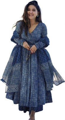 ETHNICWEAVE Women Kurti Palazzo Dupatta Set