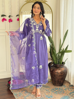 RIWAJ COLLECTION Embroidered Kurta, Trouser/Pant & Dupatta Set