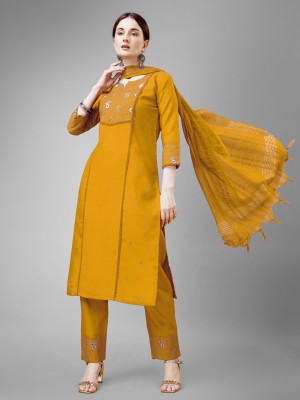 MARVINENTERPRISE Embroidered Kurta, Palazzo & Dupatta Set