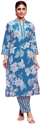 MEESHIAA FASHION Women Printed Straight Kurta(Blue)