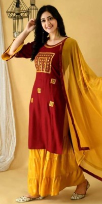 Nirvaan Women Kurta Palazzo Dupatta Set