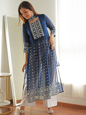 Sangria Women Kurta Palazzo Dupatta Set