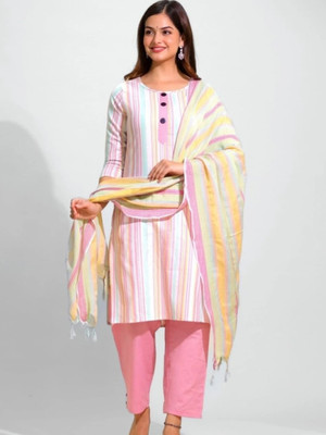 HOC's Striped Kurta, Trouser/Pant & Dupatta Set
