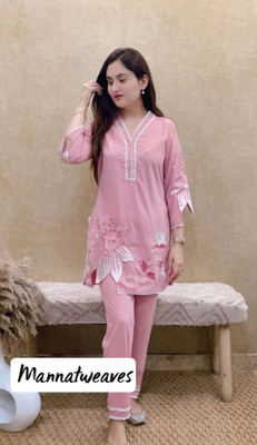 MUHANA Women Crop Top Pant Set