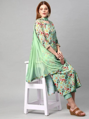 Blue Zircon Women Kurta Pant Dupatta Set