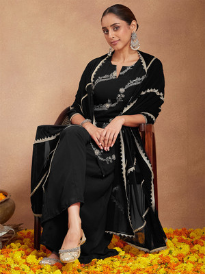 Janasya Women Kurti Palazzo Dupatta Set