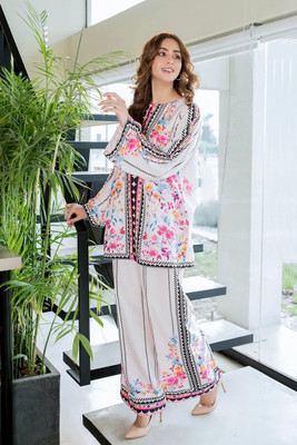 on High Cloud Collectio Women Printed A-line Kurta(White)