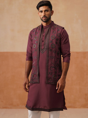 Jompers Men Kurta Pyjama Ethnic Jacket Set