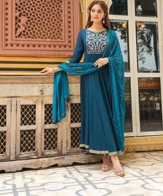 Janasya Women Kurta Pant Dupatta Set