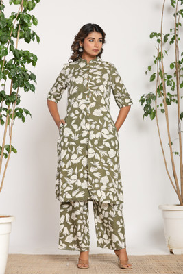 Jaipuri Bunaai Women Kurta Palazzo Set