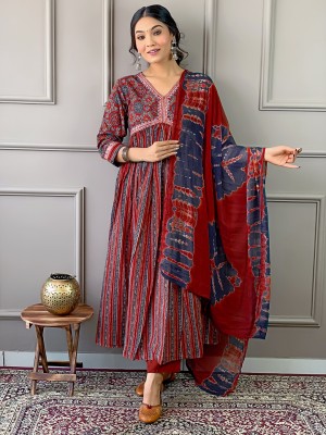 Stylish Fashion Solid Kurta, Trouser/Pant & Dupatta Set