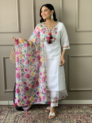 kiwastudio Embroidered Kurta, Trouser/Pant & Dupatta Set