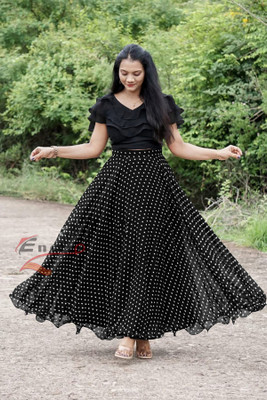 ENCLIQ Women Ethnic Top Skirt Set