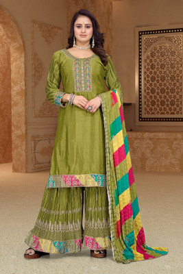 SIDDHIVINAYAK FASHION Women Ethnic Top Palazzo Dupatta Set