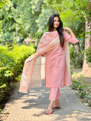 shreefashion Solid Kurta, Palazzo & Dupatta Set