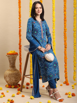 Tasrika Printed Kurta, Trouser/Pant & Dupatta Set