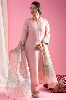 KAVYA ENTERPRISE Embroidered Kurta, Palazzo & Dupatta Set