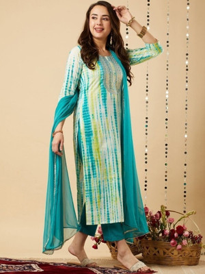 SAFARONE Women Kurti Pant Dupatta Set