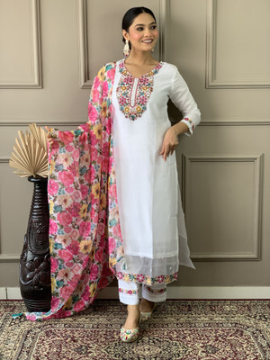 RN Fashion Embroidered Kurta, Trouser/Pant & Dupatta Set