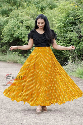 ENCLIQ Women Ethnic Top Skirt Set