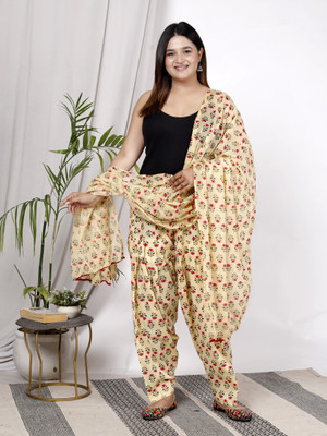 HANVIK TRADERS Cotton Blend Printed Patiala