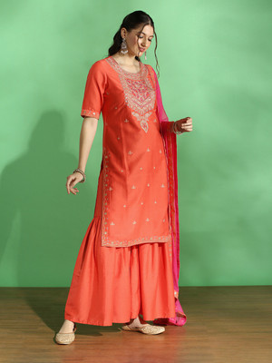 Globus Women Kurta Sharara Dupatta Set