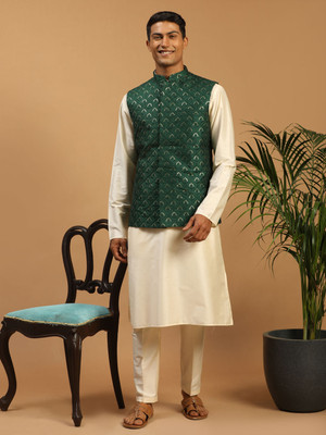 VASTRAMAY Men Kurta Pyjama Ethnic Jacket Set