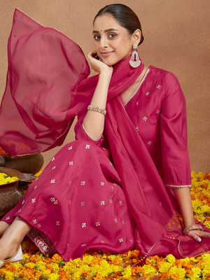 Janasya Women Kurti Pant Dupatta Set