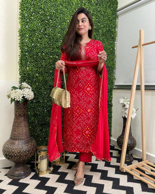 Lakasadapapel Printed Kurta, Trouser/Pant & Dupatta Set