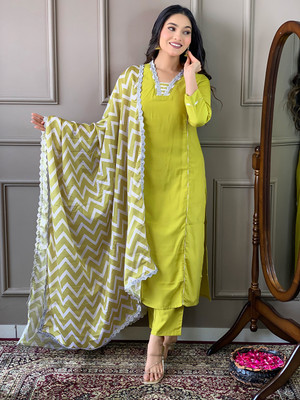 DClothvilla Women Printed, Embroidered Ethnic Dress Kurta(Light Green)