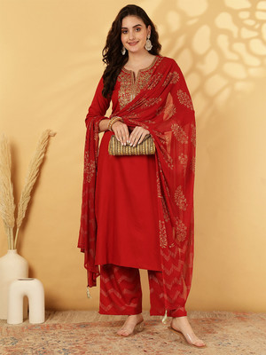 Gulmohar Jaipur Women Kurta Palazzo Dupatta Set