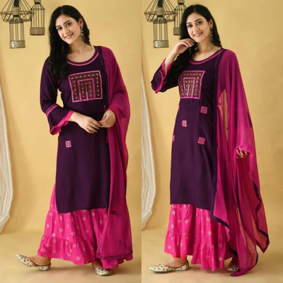 Nirvaan Women Kurta Palazzo Dupatta Set