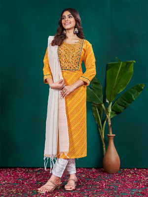 Azyroo Striped Kurta, Trouser/Pant & Dupatta Set