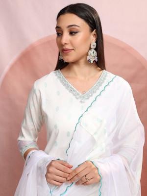 Vishudh Women Kurta Pant Attached Dupatta Set