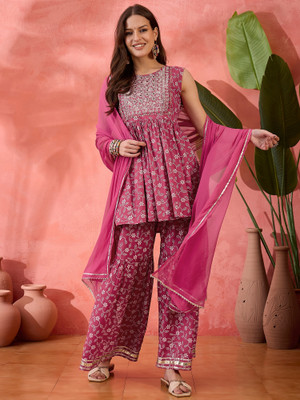Sangria Women Kurti Sharara Dupatta Set