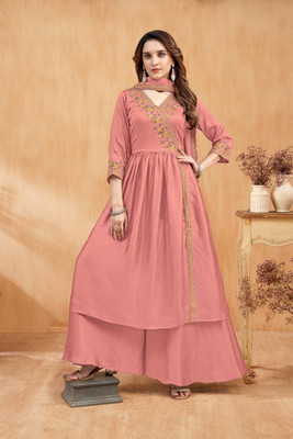 P Three Pluse Women Kurta Sharara Dupatta Set