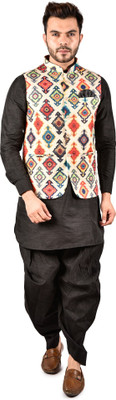 Svatantra Men Kurta Dhoti Ethnic Jacket Set