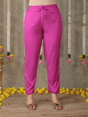 Aramya Comfort Fit Women Pink Trousers