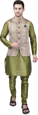 PRINTCULTR Men Kurta Pyjama Ethnic Jacket Set