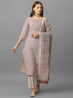 TextileCloth Geometric Print Kurta, Trouser/Pant & Dupatta Set