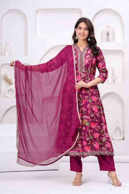TOULIN Women Kurta Palazzo Dupatta Set