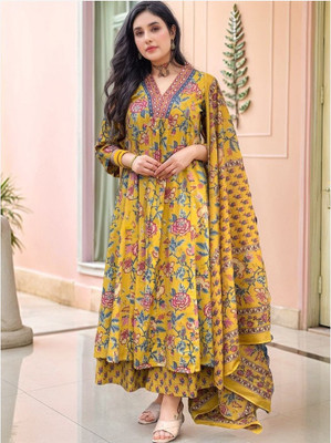FADIFY FASHION Printed Kurta, Palazzo & Dupatta Set
