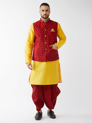 VM Men Kurta Dhoti Ethnic Jacket Set